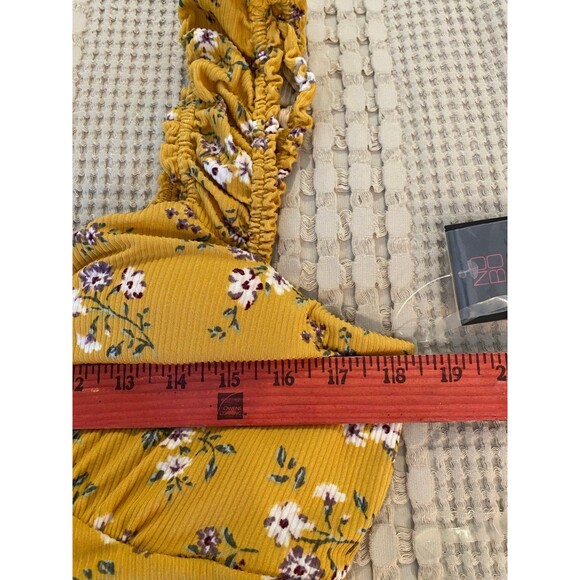 No Boundaries Boho Hippie Dress Gold Size XL 15-17 Off/On Shoulder NWT Smocked - Picture 11 of 12